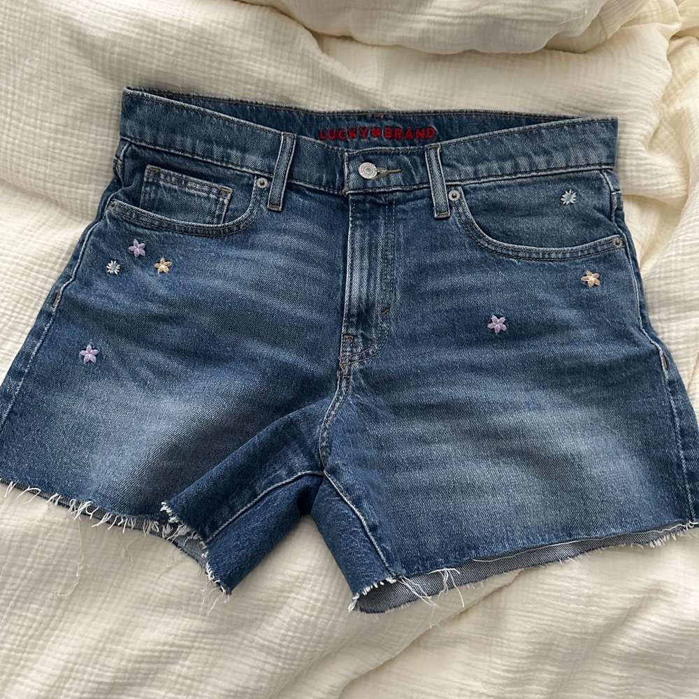 Lucky Brand Embroidered Blue Jean Shorts